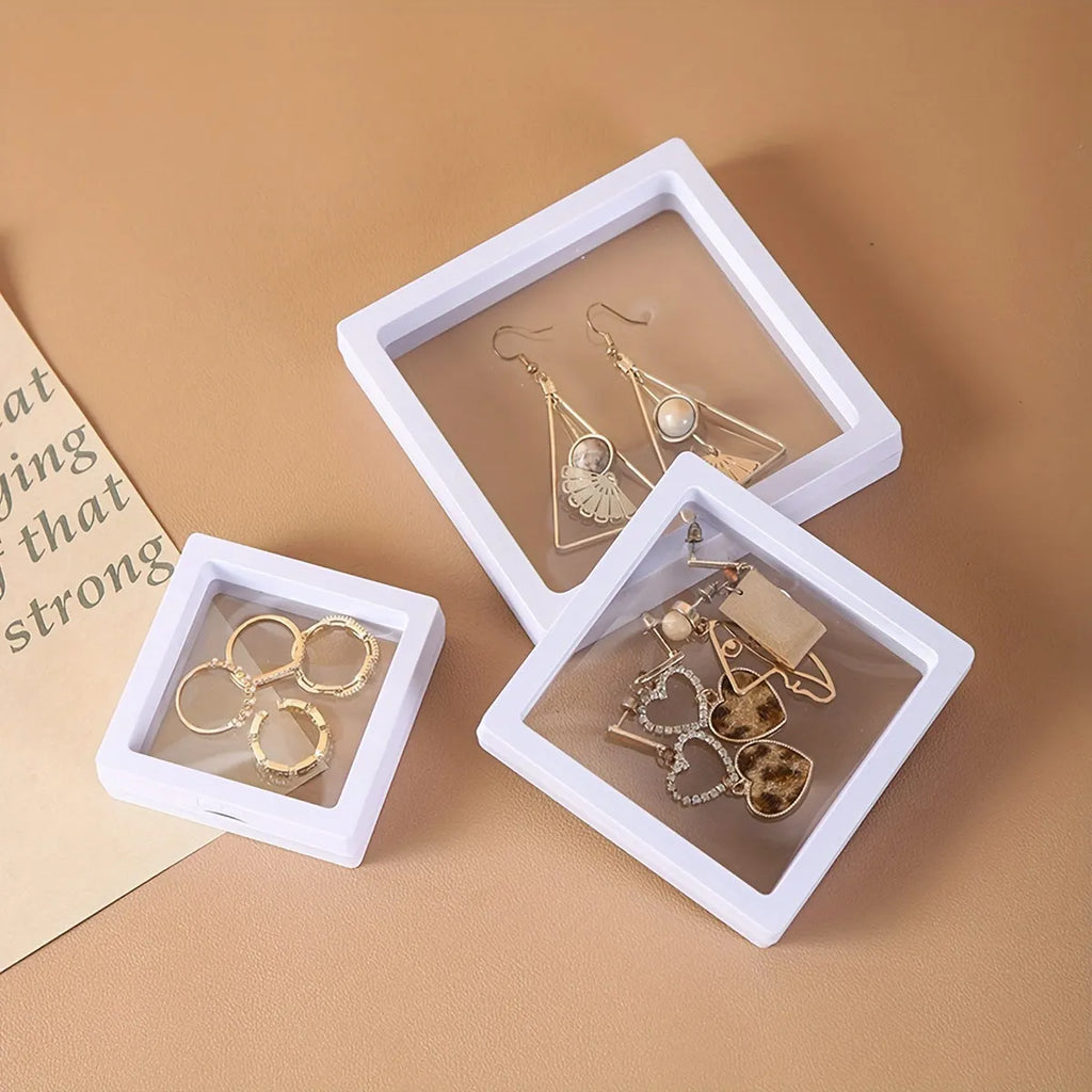 10pcs,Transparent floating display box, plastic film jewelry packaging box, jewelry, necklace, ring, and collectible storage box Oasis Select