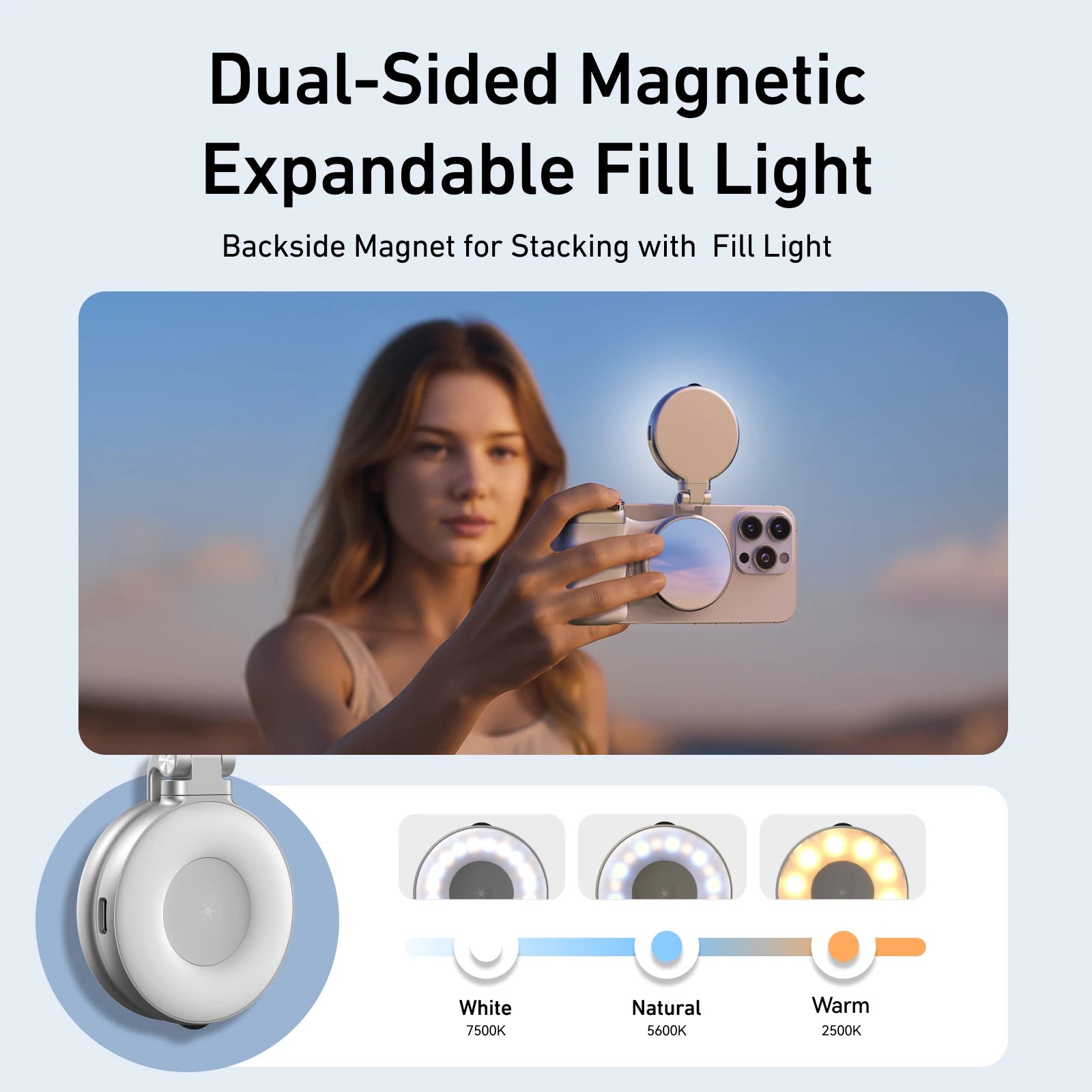 TELESIN Magnetic Phone Camera Grip with Bluetooth Remote & Fill Light