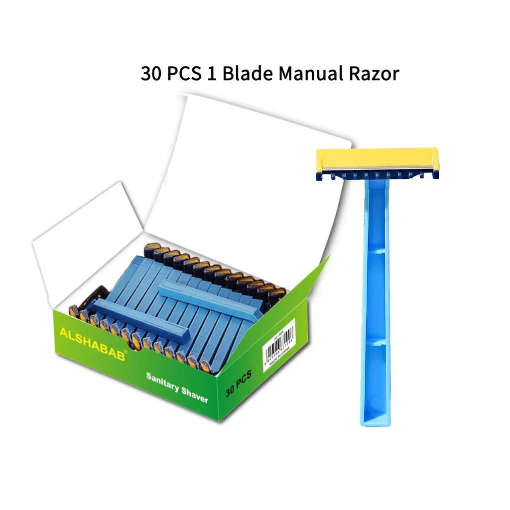 30PCS/Box Disposable Razor for Women Sanitary Manual Shaver 1 Super Sharp Blade with Comb Head for Face Down Leg Arm Bikini Oasis Select Blue