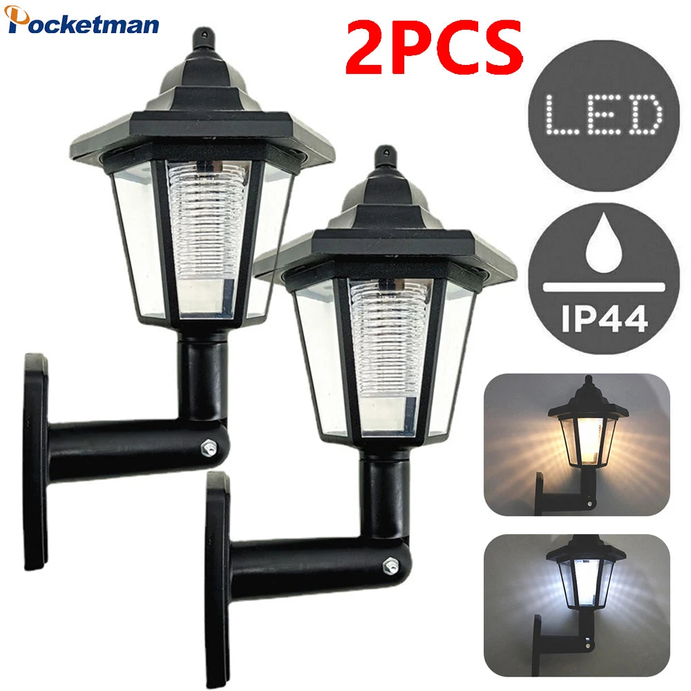 Retro Solar Hexagonal Wall Lantern – IP44 Waterproof Garden Light