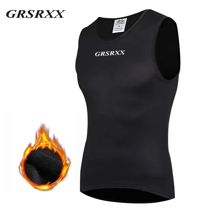GRSRXX Winter Cycling Base Layer Sleeveless Fleece Sports Bike Jerseys Shirt Warm Bike Underwear Bicycle Vest For Men Women Oasis Select 01 XXXL