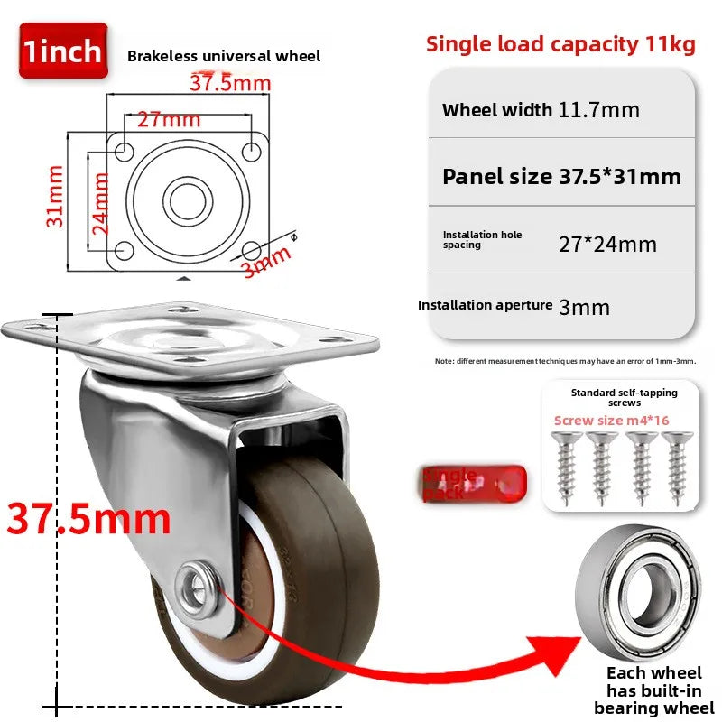 4PCS Car Swivel Casters 360 Degrees Heavy Duty Wheel Caster 0.5 Inch Wear Resistant Mute Heavy Trolley Wheels Red Swivel Castor Oasis Select 4pcs N