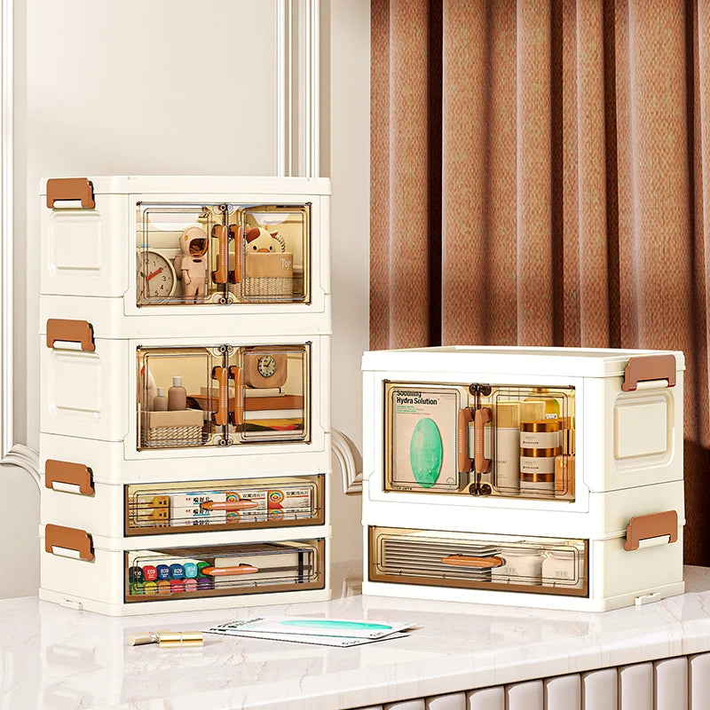 30/40cm Width, Foldable Desktop Organizer Multi-Layer Options,Cream Style Design,Perfect for Cosmetics，Stationery，Storage Box Oasis Select