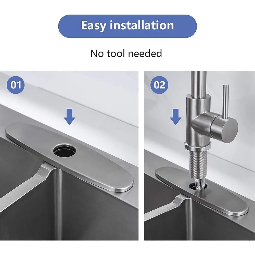 1PC Faucet Plate Hole Tap Cover Deck Plate Stainless Steel Bathroom Kitchen Sink For Most Single Hole Faucet Decorative Panel Oasis Select