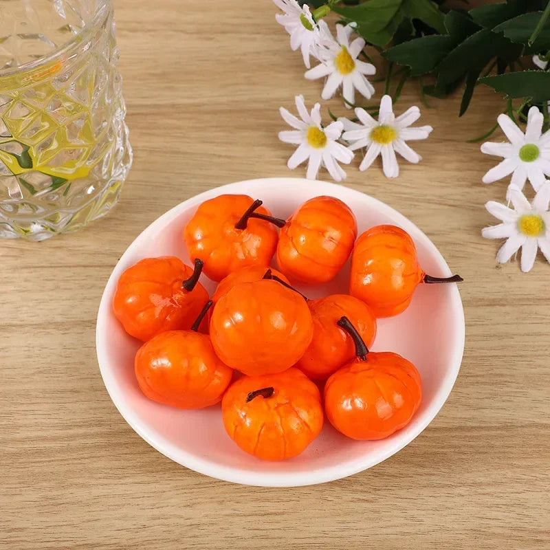 12/24/48Pcs Mini Artificial Pumpkin Happy DIY Halloween Fake Simulation Vegetabl Decoration for Home Halloween Props Crafts Oasis Select