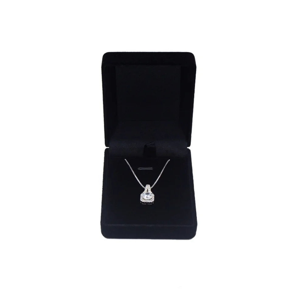 Square Velvet Necklace Box – Pendant Gift & Storage Case