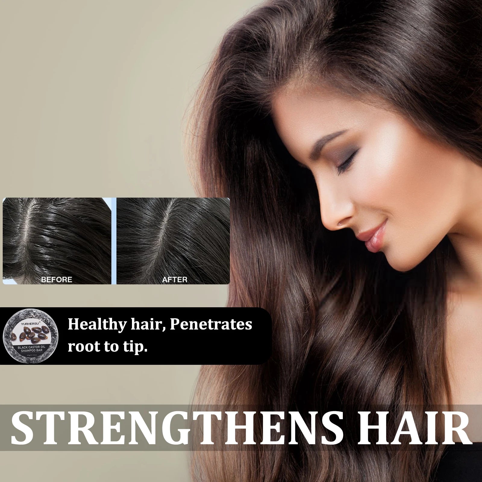 60g Black Castor Shampoo Bar 2-in-1 Shampoo and Conditioner, made with castor extract, nourishes and cares for all hair types. Oasis Select