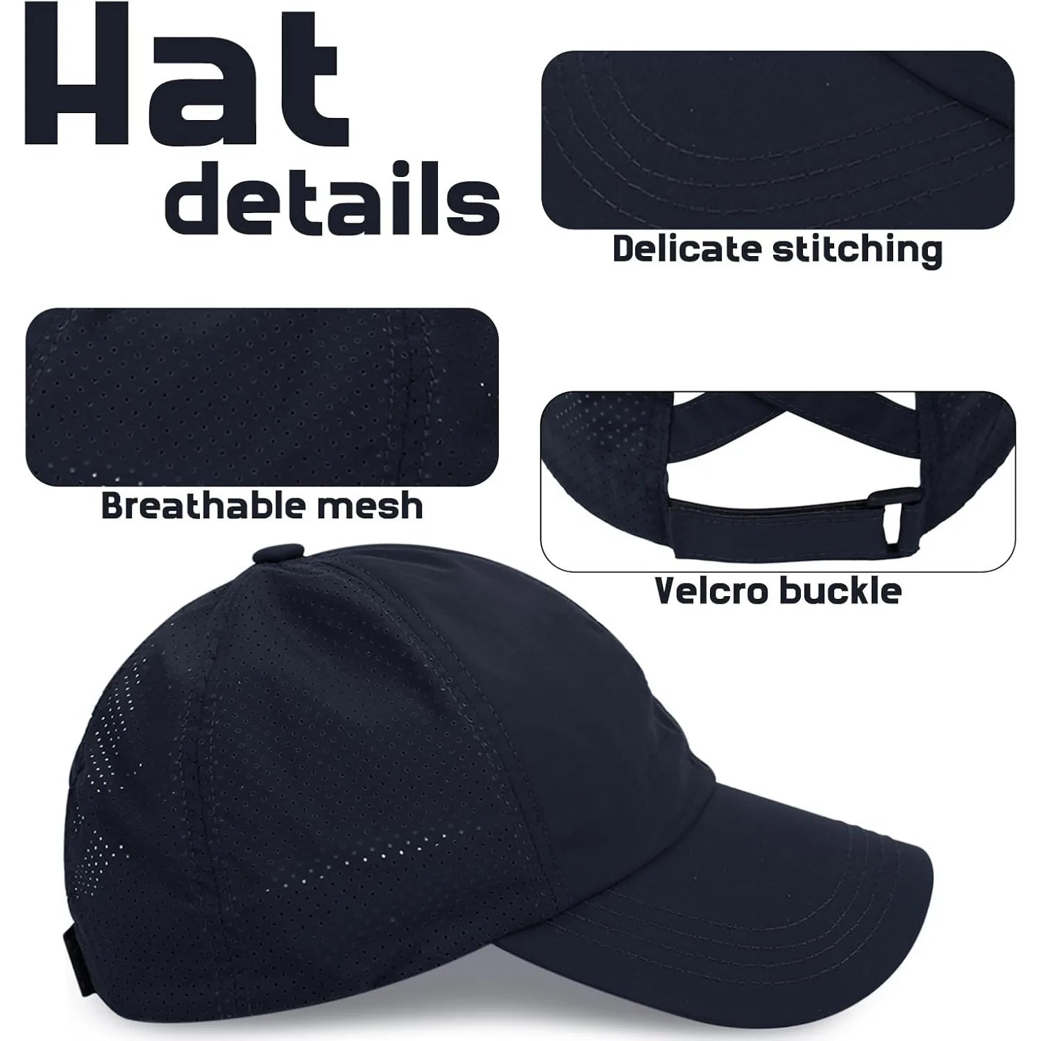 [Breathable Quick Drying Baseball Cap] Unisex Sun Hat with Ponytail Hole Baseball Cap-Suitable for Running and Daily Casual Wear Oasis Select