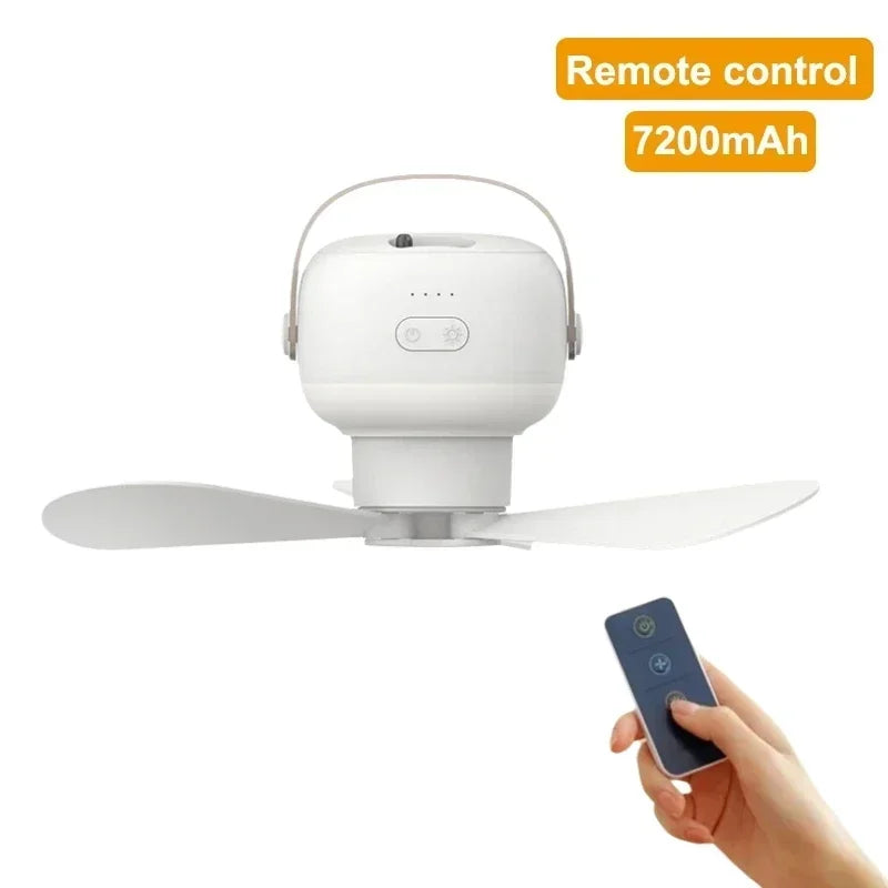 Portable Camping Ceiling Fan with LED Light & Remote Control