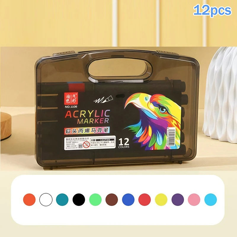 12/24/36/48/60/80PCS Colors Soft Headed Different Color Acrylic Marker Pen, Color Art Graffiti Pen, Waterproof, Opaque Oasis Select A1