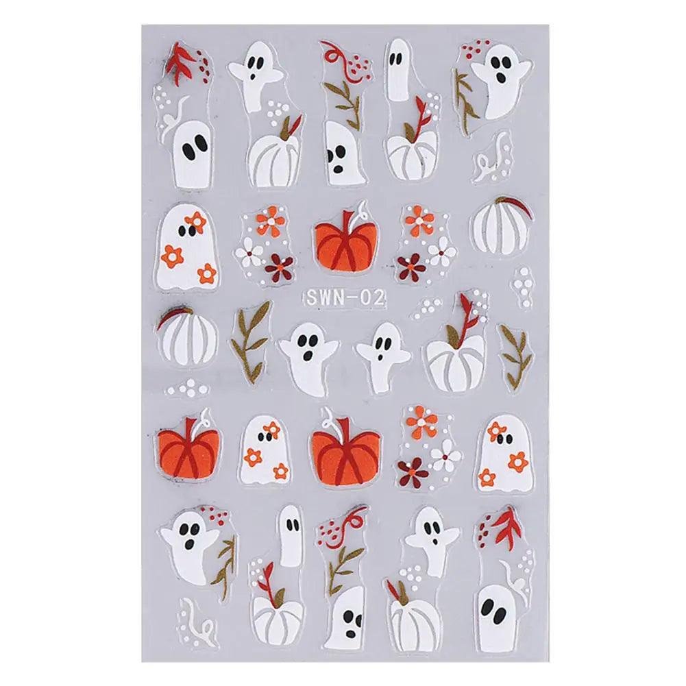 Halloween Nail Stickers – Pumpkin Ghost Skull DIY Decals