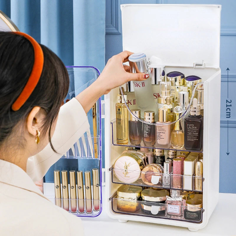 Large Cosmetic Storage Box Light Luxury Desktop Capacity Dustproof Storage Rack Household Vanity Lipstick Cosmetics Storage Box Oasis Select