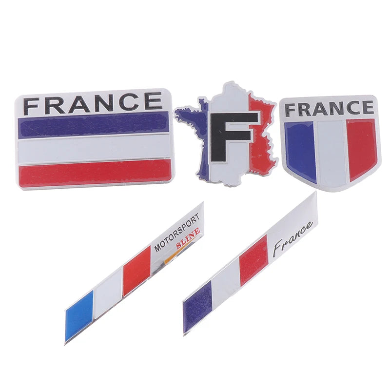 1Pc French flag logo emblem alloy badge car motorcycle decor stickers Oasis Select