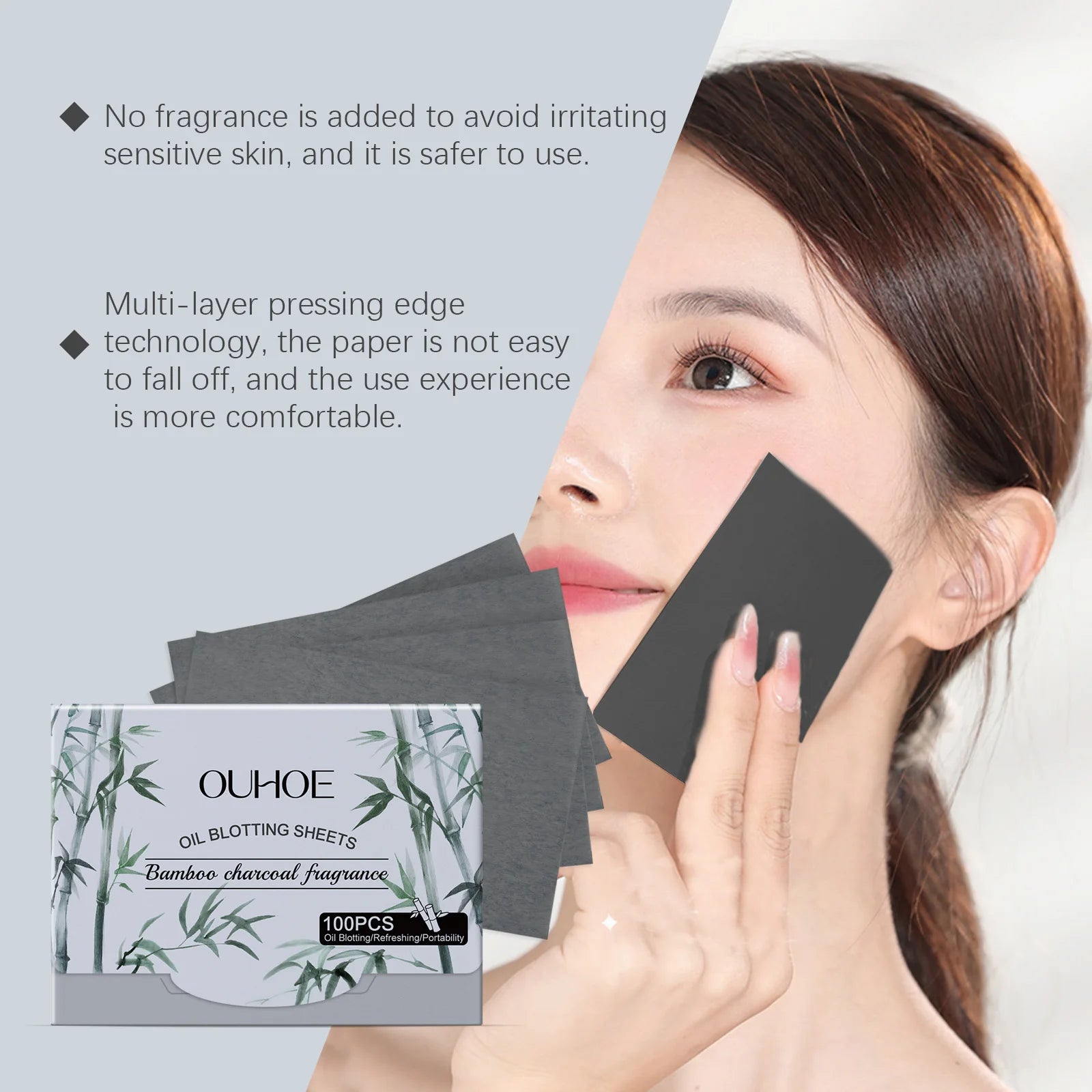 100pcs Bamboo Charcoal Oil Blotting Paper Facial Oil Absorbing Sheets Matte Face Oil Control Portable & Gentle for Oily Skin Oasis Select