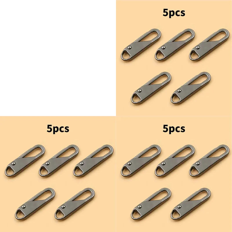 5/10/15/20pcs Universal Replacement Zipper Slider Metal Alloy Removal Zipper Puller Luggage Bag Zip Head DIY Craft Sewing Tool Oasis Select 15pcs Gun color