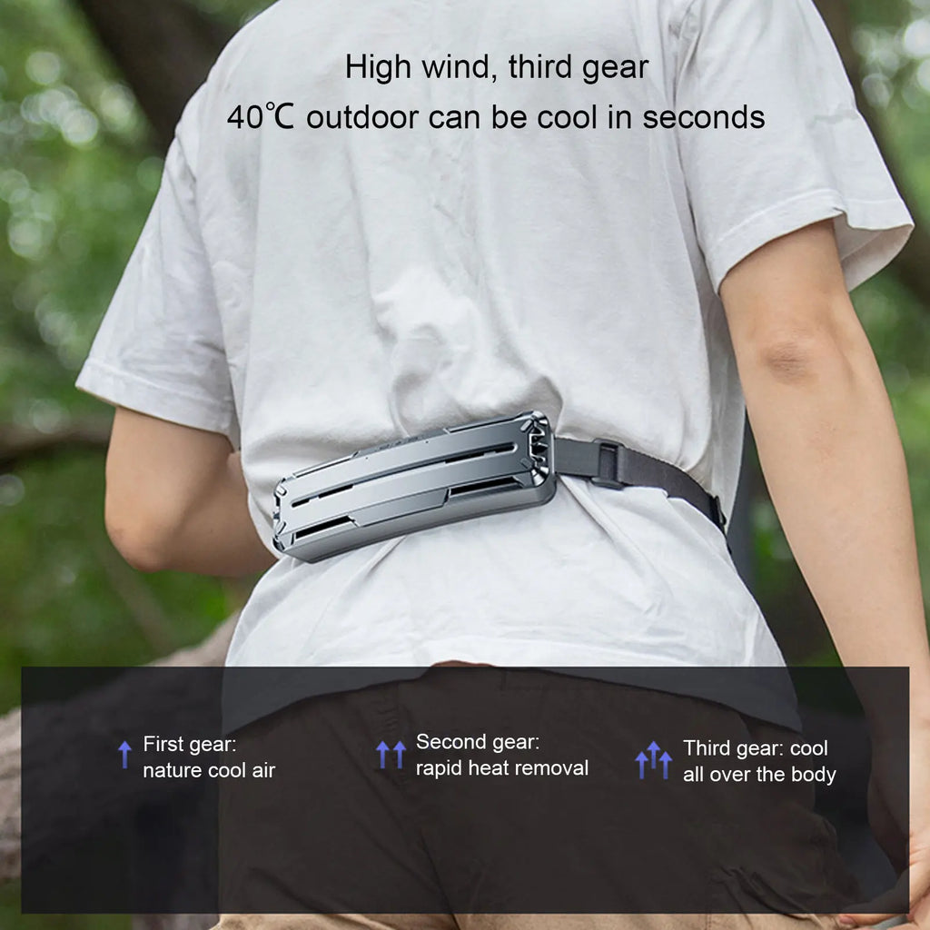 URGGU Wearable Waist Belt Fan USB 3-Speed | Outdoor Cooling