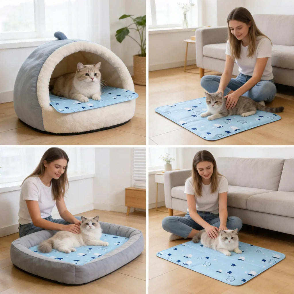 Cooling Pet Mat Breathable Washable Summer Pad Dog Cat Self Cool Blanket for Kennel Crate and Bed Sleeping Dog Cooling Pad Oasis Select