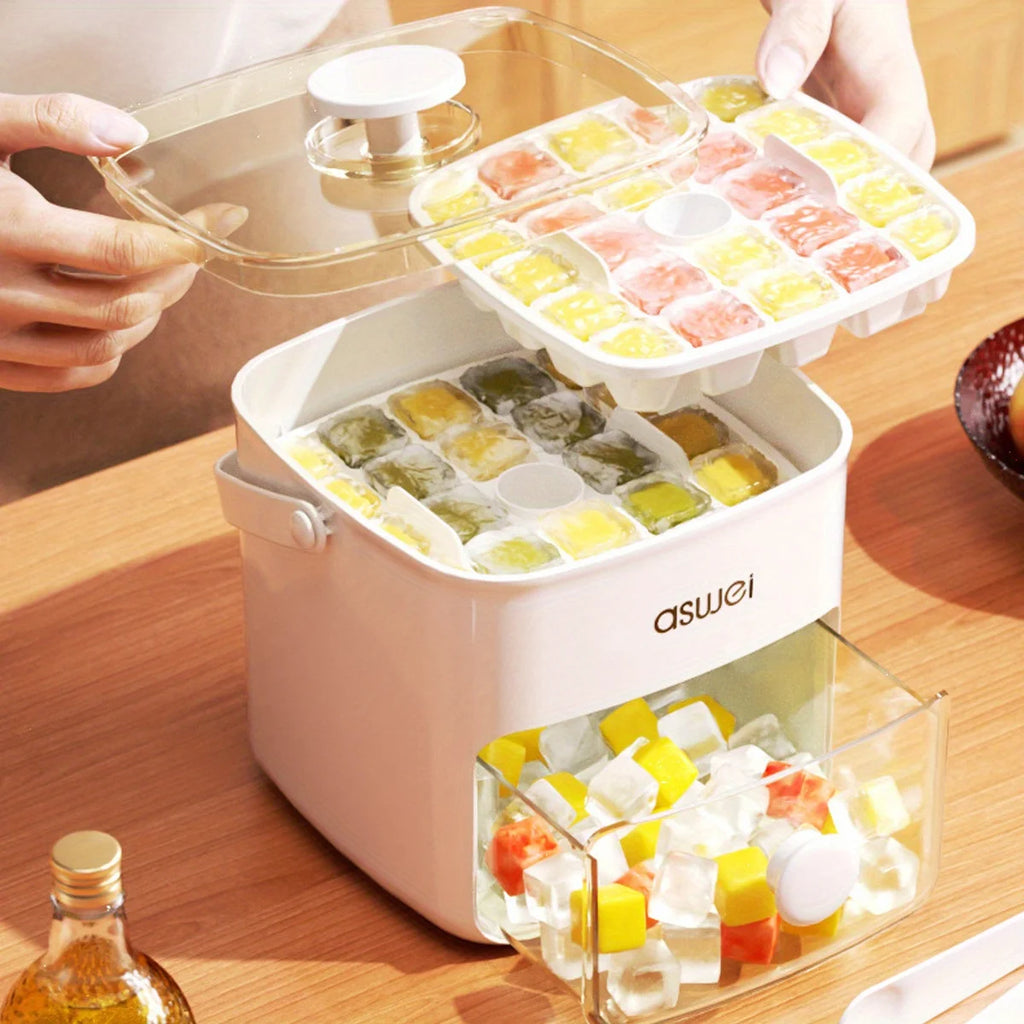 48-Cube Ice Maker with Easy-Press Lid - Double Layer, DIY Frozen Treats & Beverage Essential,kitchen accessories,gadgets Oasis Select