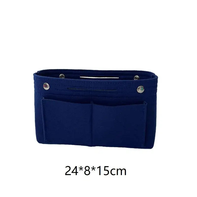 Felt Insert Bag Organizer | Multi-Pocket Travel Cosmetic Tote Bag Insert Organizer Oasis Select Dark blue M