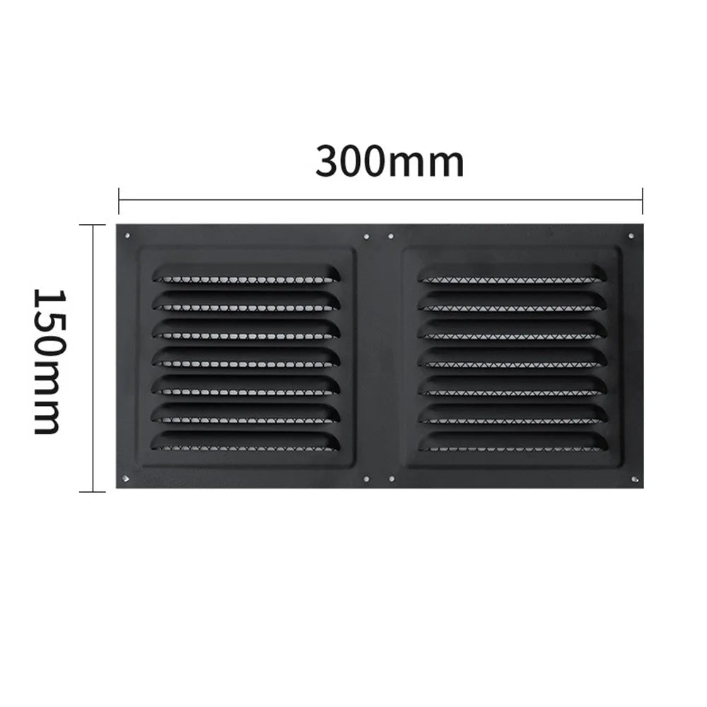 Stainless Steel Metal Vent Cover Built-in Insect Screen White Black Louver Air Vents Grille Square Grille Cover Oasis Select Black 150x300m
