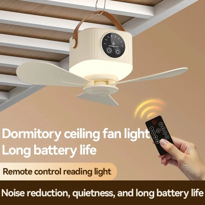 Remote Control Hanging Fan 4 Speed 4 Timer Modes 3 Level Warm LED Light Portable Ceiling Fan For Bedroom Dormitory Camping Oasis Select