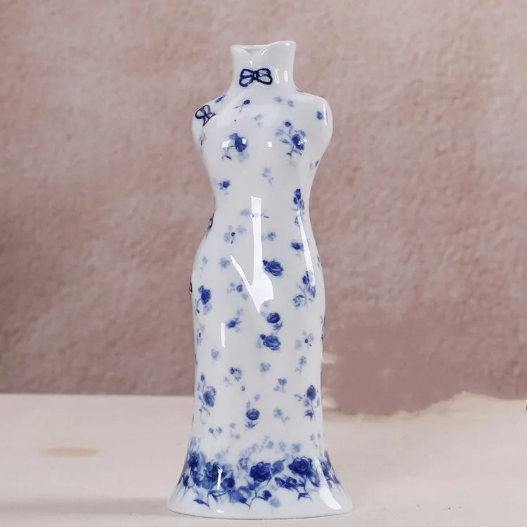 Chinese Table Top Antique Blue And White Porcelain Vase Decoration Crafts Small Ceramic Flower Arrangement Oasis Select r