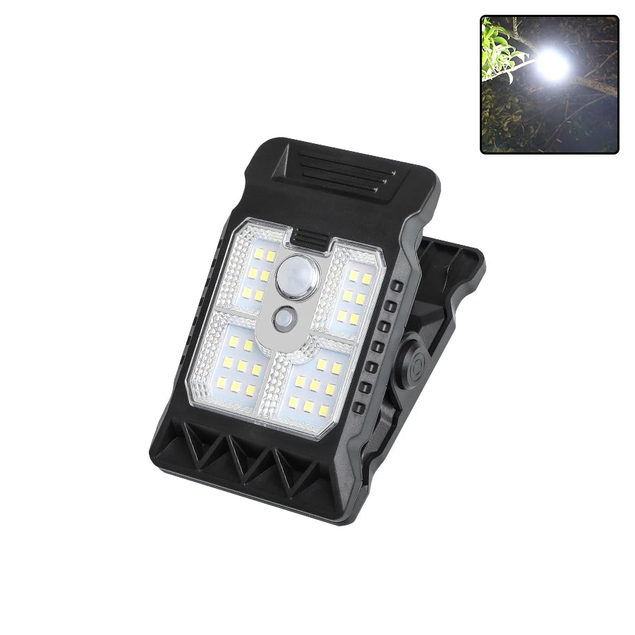 Solar Clip LED Light – 4 Modes, PIR Sensor, IP65, USB Charge