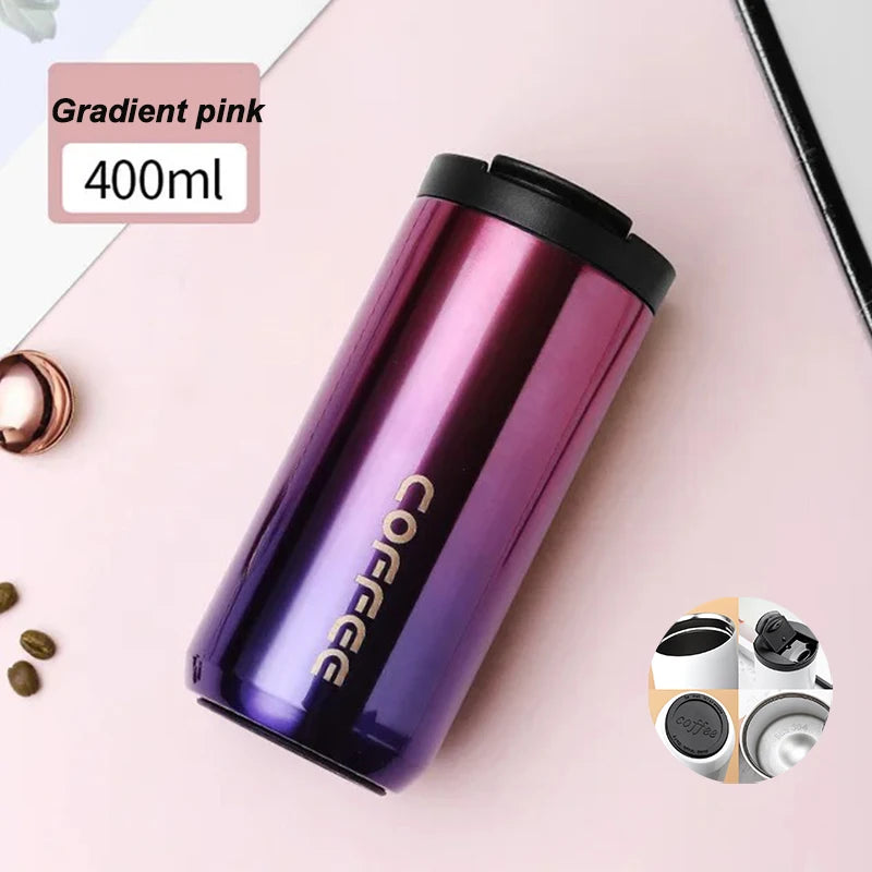 Stainless Steel Coffee Thermos Bottle Thermal Mug Leakproof Car Vacuum Flasks Coffee Cup Travel Portable Insulated Bottles Oasis Select Pink <500ml