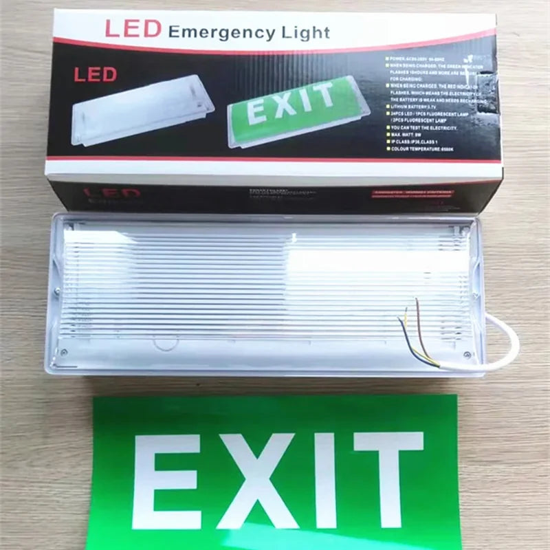 8W LED Rechargeable Emergency Exit Light IP65 | 3-Hr Backup