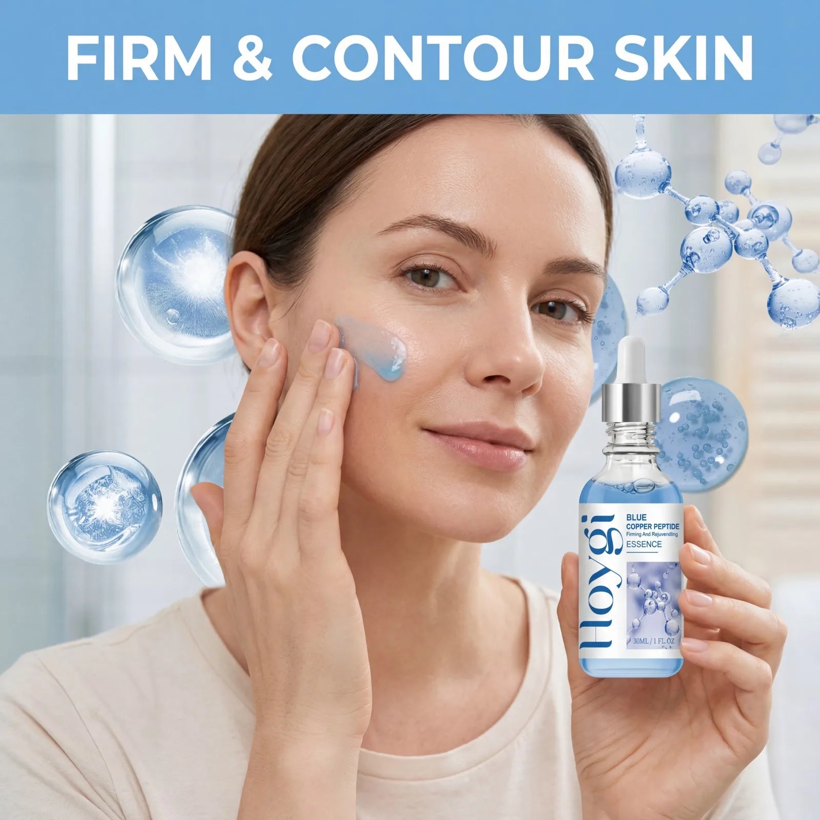 Blue Copper Peptide Firming Essence Brighten Dull Skin Reduce Fine Lines Hydrating Firming Face Care Skin Repairing 30ml Oasis Select