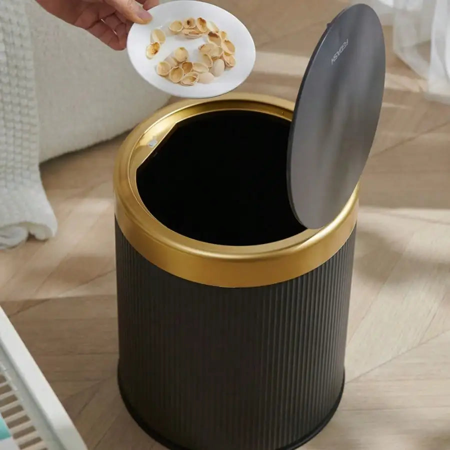 Fashionable Circular Wastebasket Durable Plastic Recycle Bin Large Capacity Double Double-layer Kitchen Garbage Cube Trash Can Oasis Select