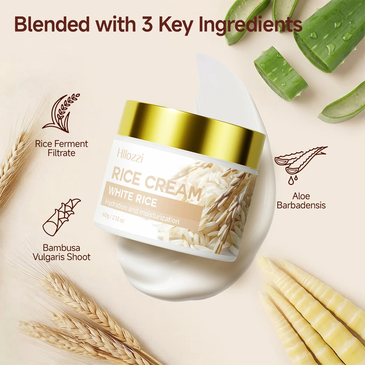 Rice Face Cream Naturally Moisturizes the Skin, Deeply Cleanses, and Has a Cooling Effect; Suitable for All Skin Types. Oasis Select