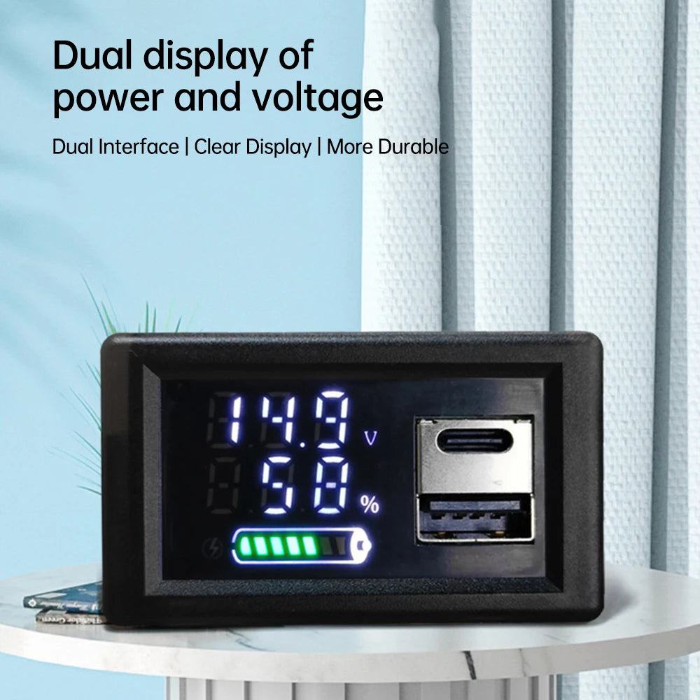 ZFX-3079 Acid Battery lithium DC 9~24V Universal LED Dual Digital Display Power Indicator Dual Interface Voltmeter USB Type-C Oasis Select