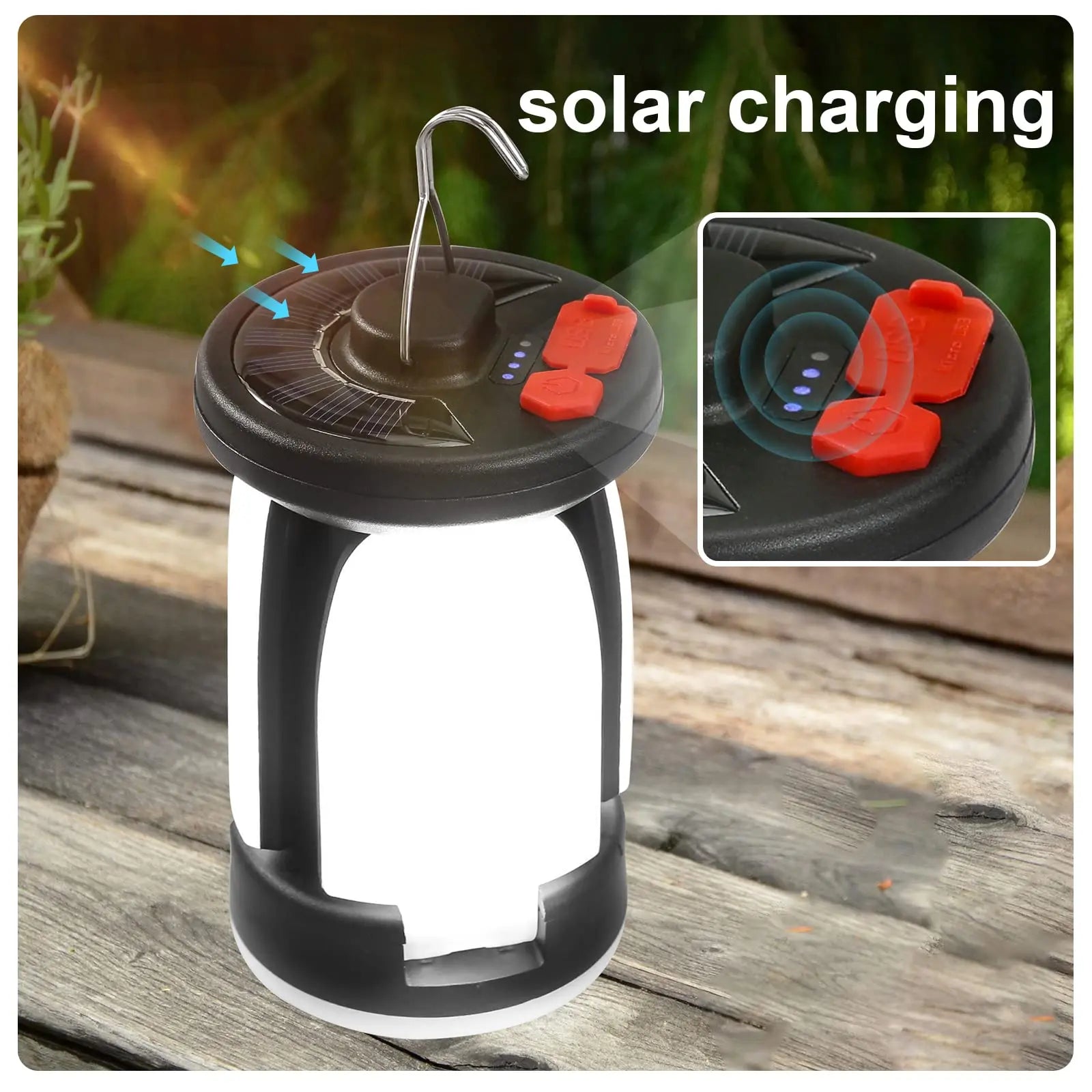 Solar LED Lantern Rechargeable Emergency Flashlight Portable Power Bank Foldable 6 Modes Tent Light for Outdoor Camping Fishing Oasis Select