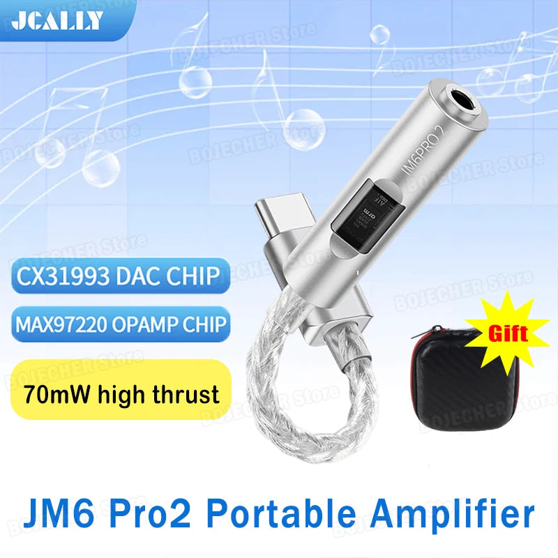 New JCALLY JM6 Pro2 Digital Audio Adapter CX31993 DAC Chip MAX97220 OPAMP Chip Hi-Fi Audio Decoder Type-C To 3.5mm Earphone Amp Oasis Select