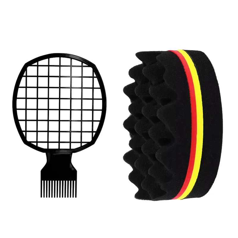 2pcs Afro Twist hair comb sponge for men and women's curly hair sponge brush for hairdressers and personal curly hair styling Oasis Select SS23-SS25