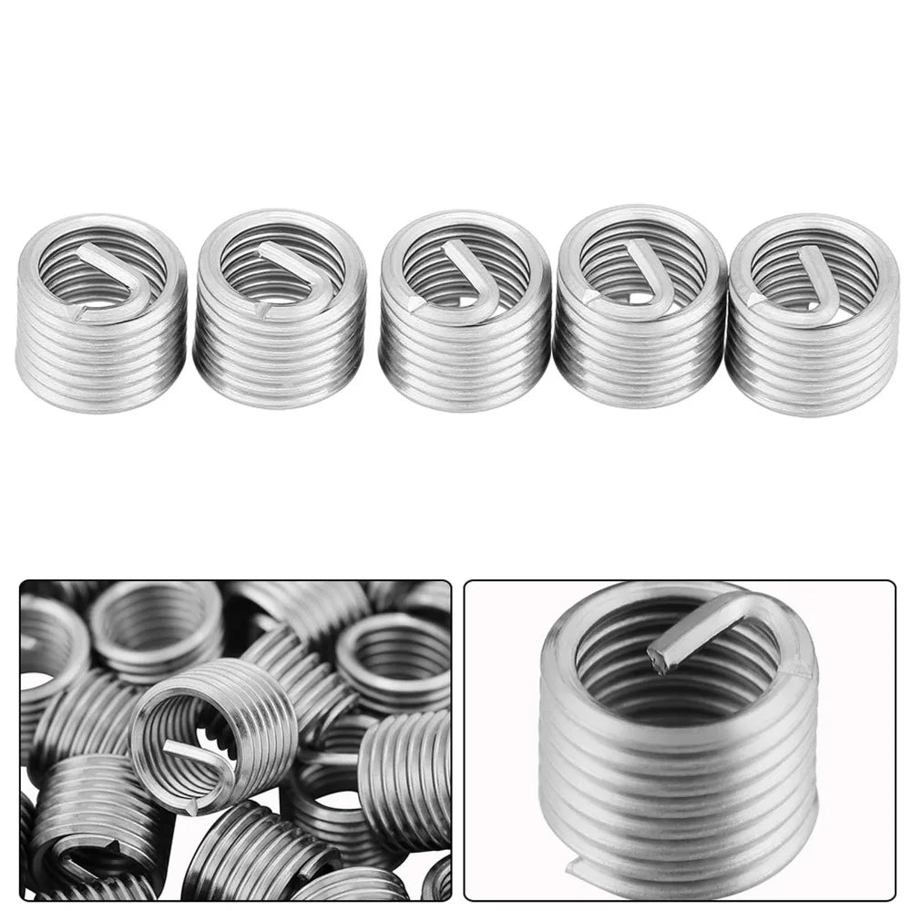 50pcs Stainless Steel Coiled Wire Helical Screw Thread Inserts M8 x 1.25 x 1.5D Length Oasis Select