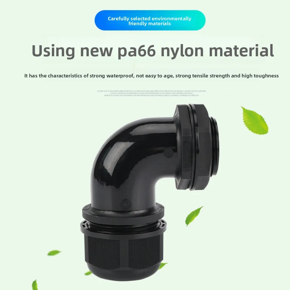 5pcs M12/M16/M20/M25 Nylon Waterproof 90 Degrees Cable Gland Wire Fitting Plastic Range Entry Oasis Select