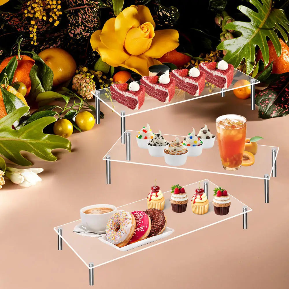 Stainless Steel Stand Acrylic Display Stands Clear Display Shelf Cupcake Display Riser Makeup Holder for Decoration Organizer Oasis Select
