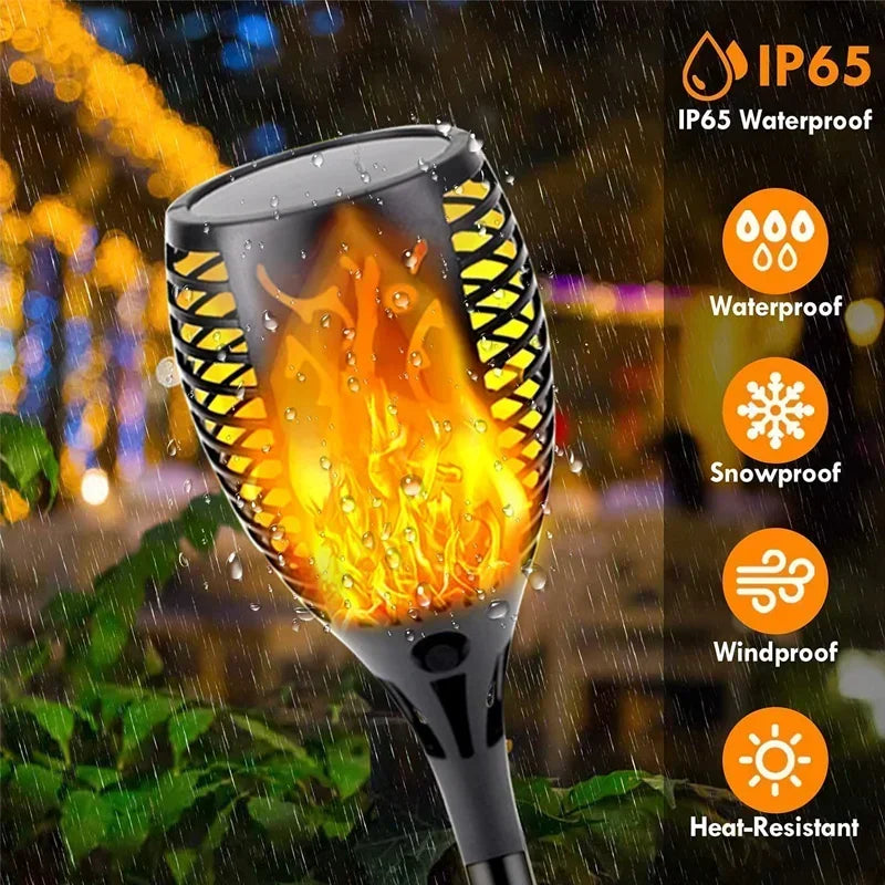 1-10Pack Solar Flame Light Outdoor 96/12 LEDs Flickering Torch Waterproof Night Lamp Garden Decoration for Lawn Path Yard Patio Oasis Select
