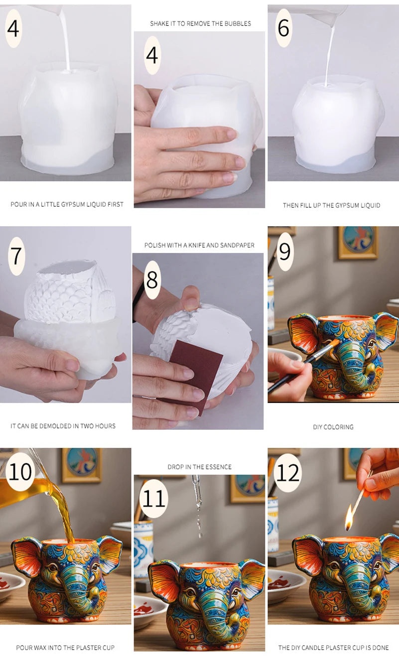 DIY Silicone Molds For Resin Casting: Aromatic Candle Cups, Vases, Storage Containers, Elephant Planters, And Plaster Cups Oasis Select