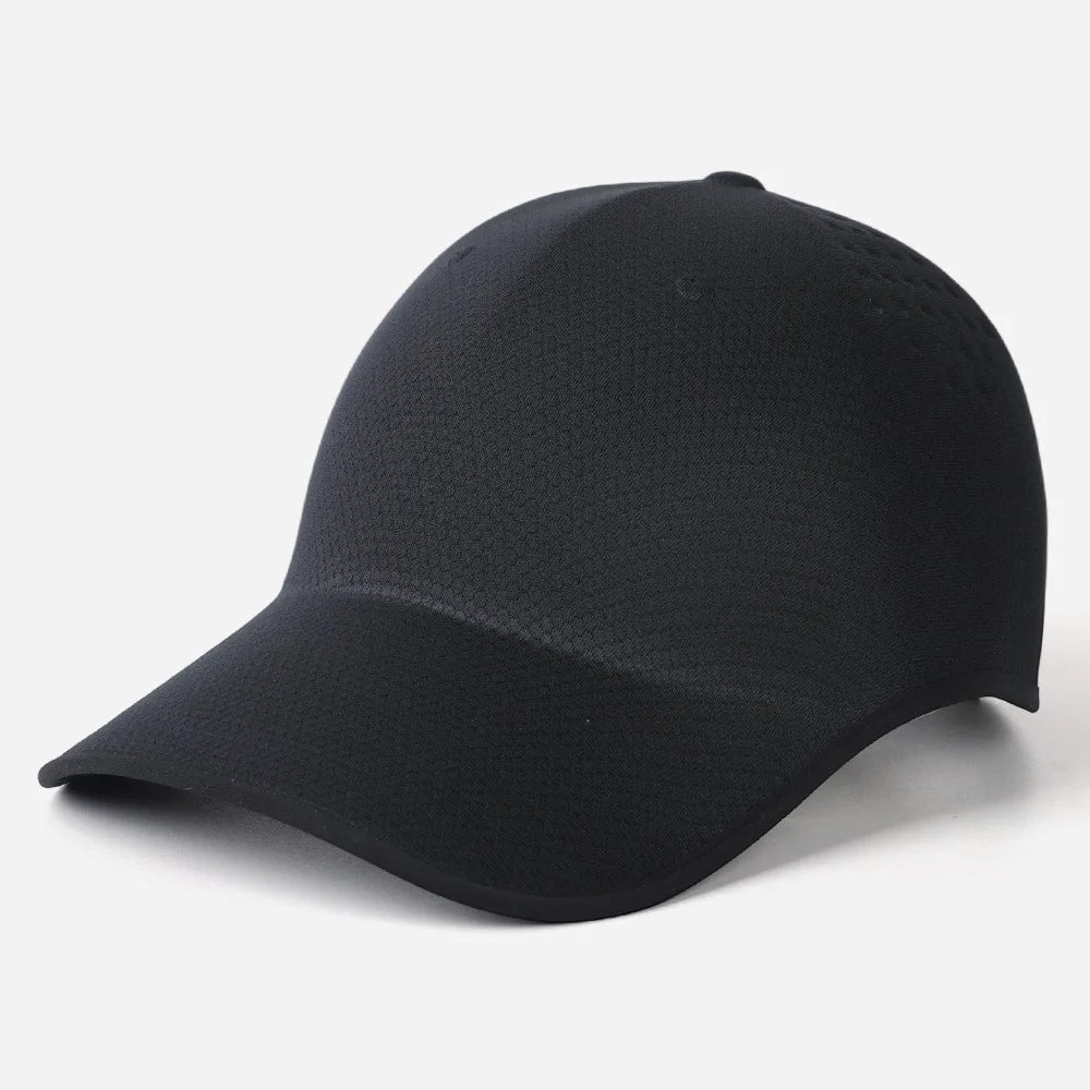 New Design Seamless Baseball Cap Quick Drying Lightweight Sports Hat Packable Breathable Visor Cap Oasis Select Black