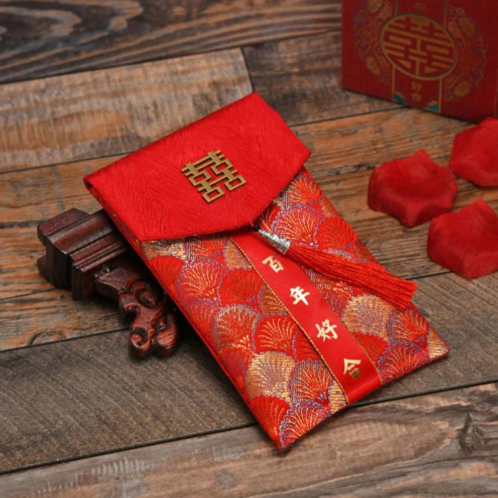 2025 Lunar New Year Brocade Red Envelope HongBao with Tassel
