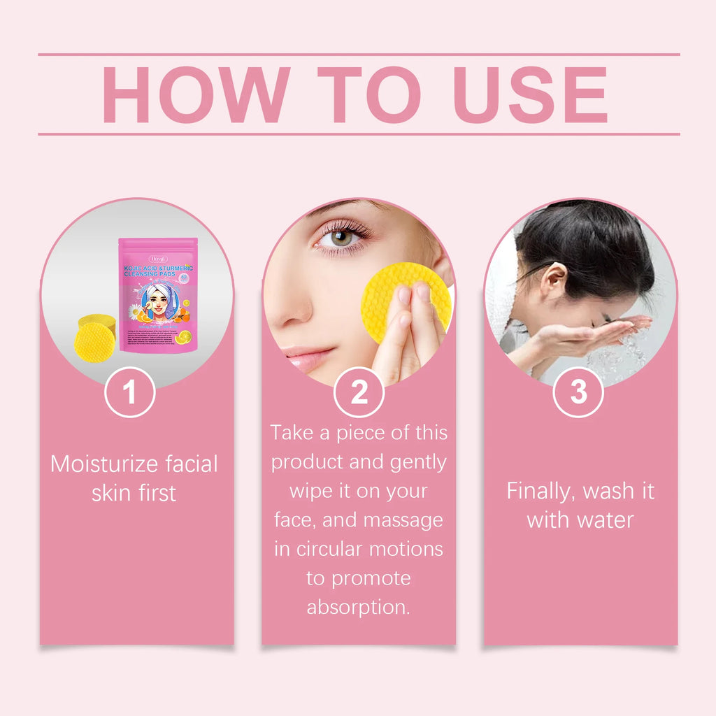 Turmeric & Kojic Acid Facial Cleanser Pads – Deep Pore Clean