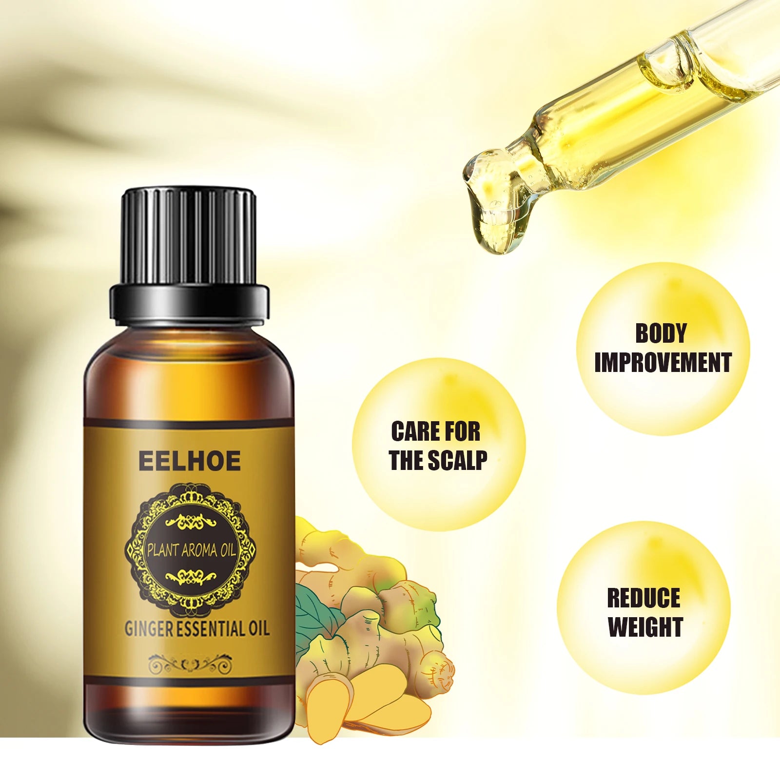 Ginger Essential Oil Slimming Body Massage Natural Fat Burning AntiCellulite Waist Arms Legs Care Promote Metabolism Firming Oil Oasis Select
