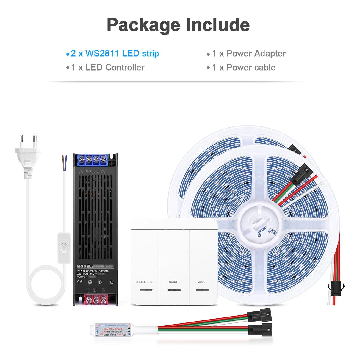 5M/10M Horse Race Running Led Strip Addressable DC24V WS281 120LED/M Dimmer LED Stair Controller Staircase Hallway Lighting Deco Oasis Select 2PCS 2811 LED Strip Warm White 5m|European Power Plug