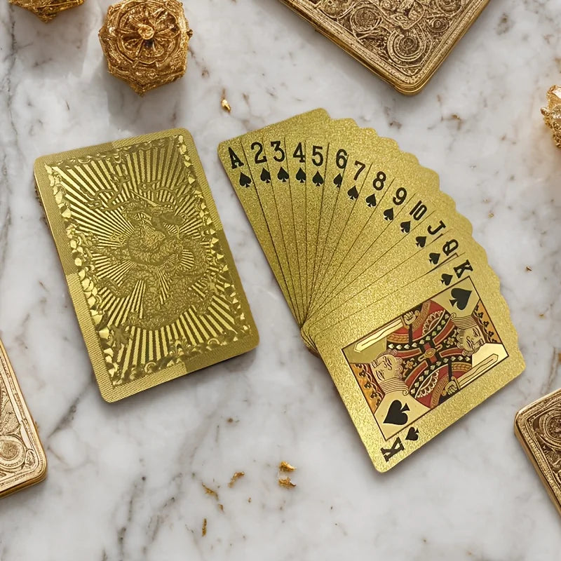 1 Set Matte Golden Dragon PVC Playing Cards - Durable Hardened Deck for Valentine'S Day, New Year Celebrations Oasis Select golden