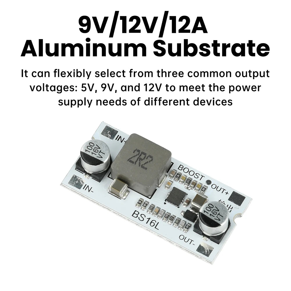 DC-DC Boost Converter Module 2.7-15V to 5V/9V/12V 12A High Efficiency Step Up Voltage Regulator With Short-Circuit Protection Oasis Select