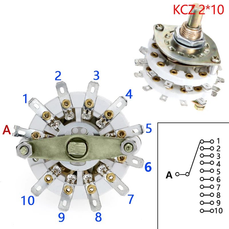 New 2 Pole 6/7/8/9/10 Position 4 Pole 3/5 Position With Channel Rotary Switch Selector With Cap Channel Selector Rotary Switch Oasis Select Other KCZ 2x10