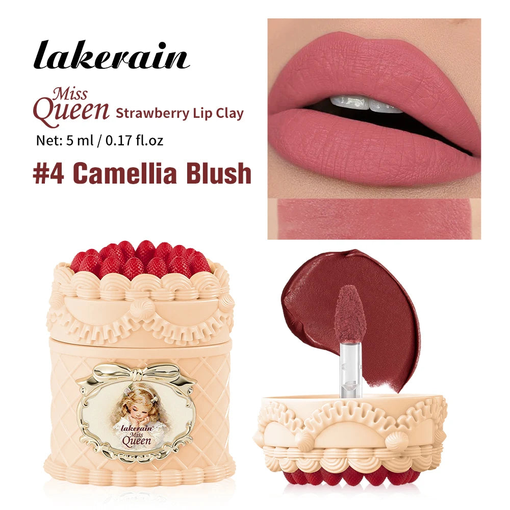 Strawberry Cake Lip Mud Matte Velvet Long Lasting Lip Cream Color Lock & Non-transferable Anti-smudge Lipstick Korean Makeup Oasis Select 04